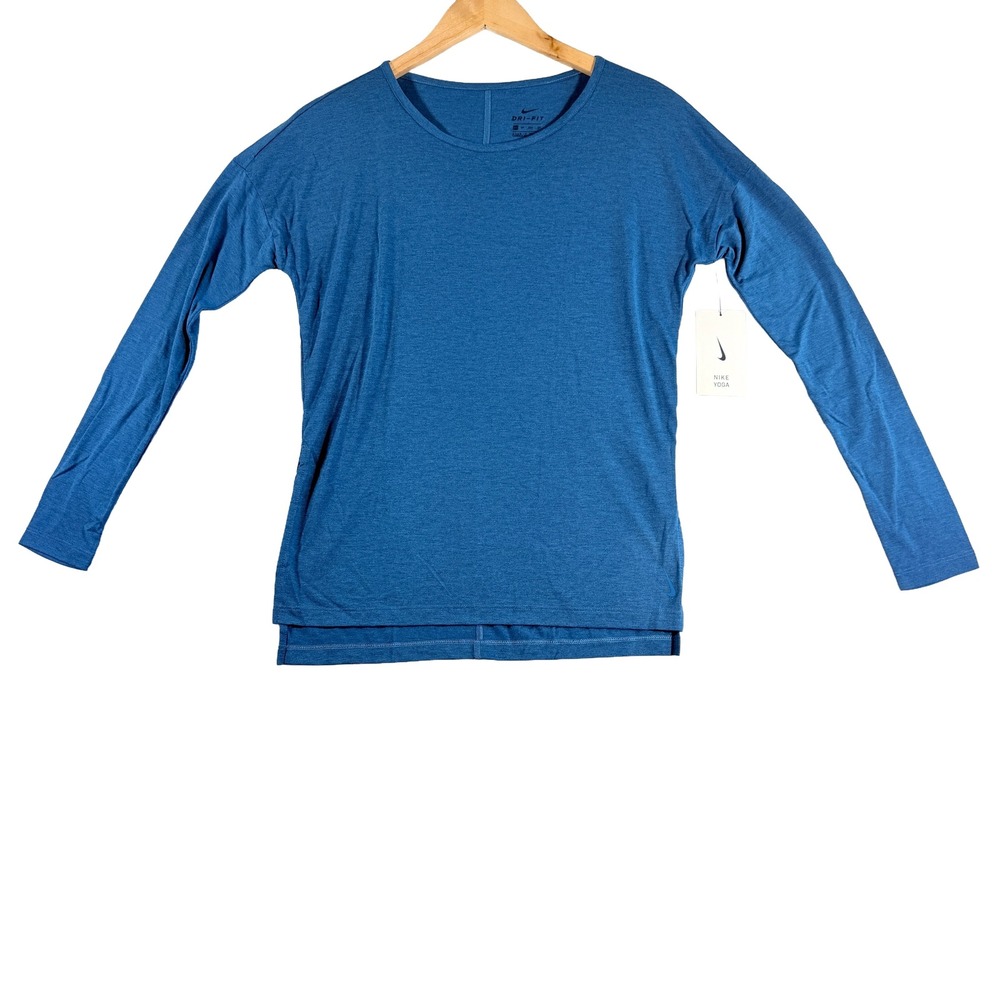Nike Yoga Dri-FIT Long Sleeve Shirt Blue Women XS CJ9324-432‎ NWT